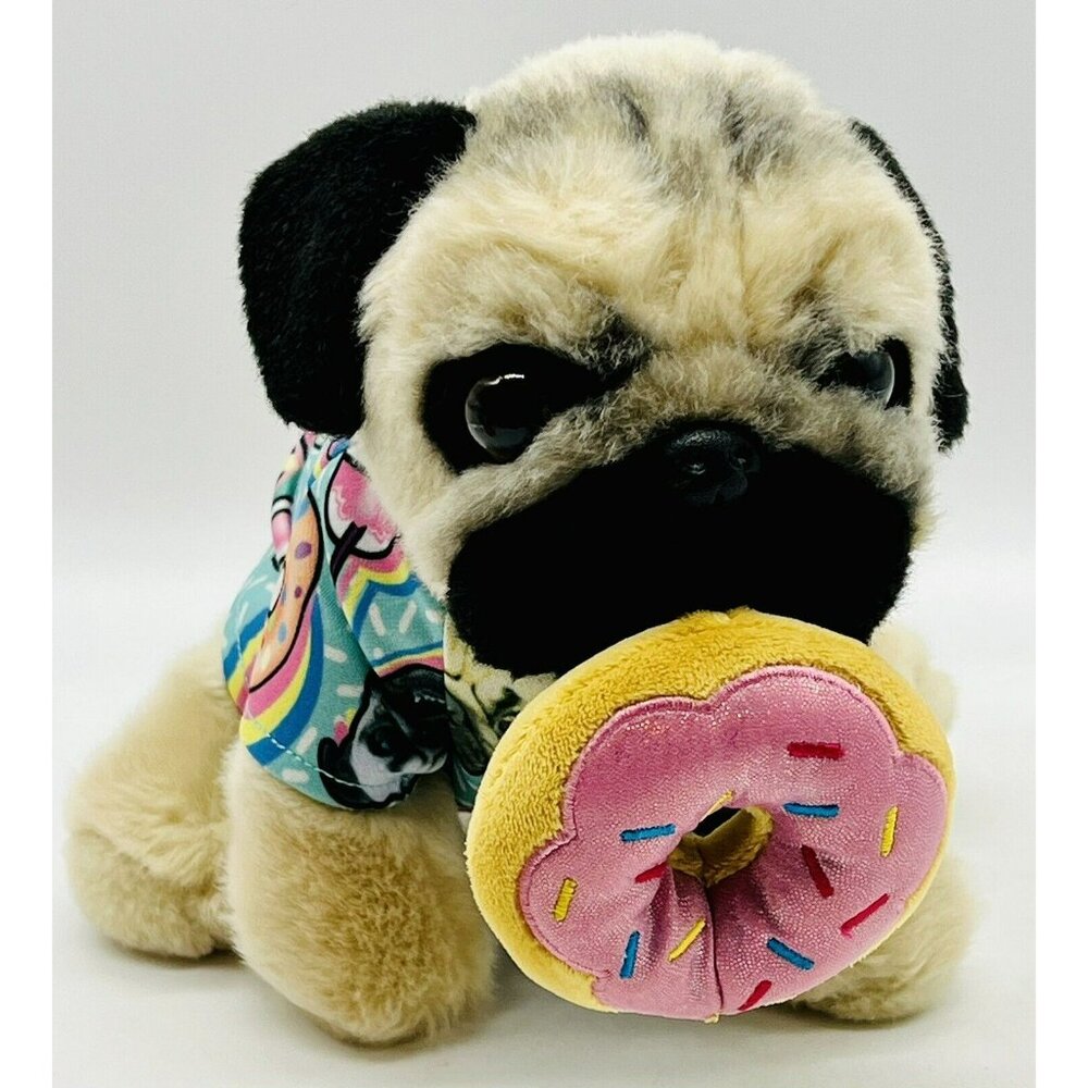 Gund Doug The Pug‎ Dog Plush Pink Donut Pug Life Shirt Stuffed Animal 8 inch